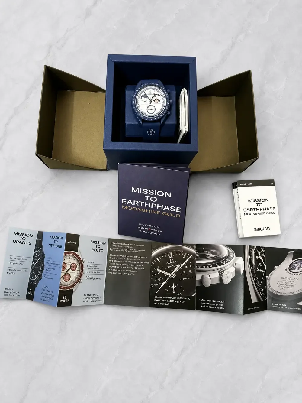 OMEGA x Swatch Mission to Earthphase Moonshine Gold Snoopy Blue